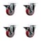 Service Caster 4'' Red Poly Wheel Swivel Top Plate Caster Set with Posi Brake, 4PK SCC-20S414-PPUB-RED-PLB-4 - alternate 1
